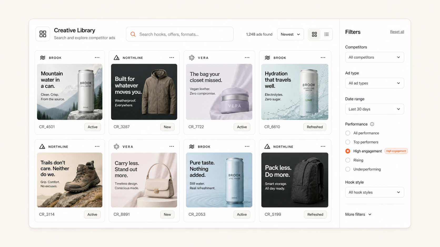 Searchable competitor creative libraries